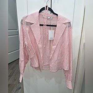 & Other Stories brand new with tags pink and white checkered blouse